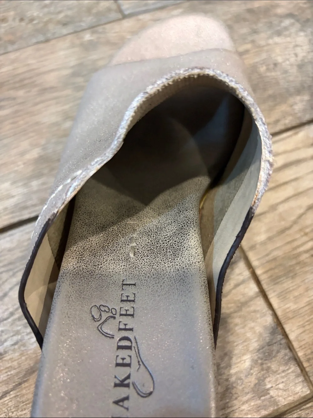 Naked Feet Corinth 2 silver leather mules Women’s size 7.5